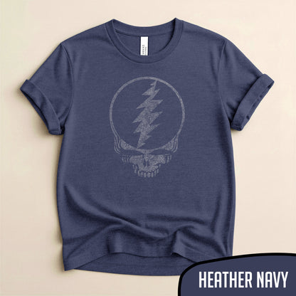Steal Your Face Distressed Logo - Classic Jam Band Tees - Grateful Dead Graphic Shirt - Blurb Shirts